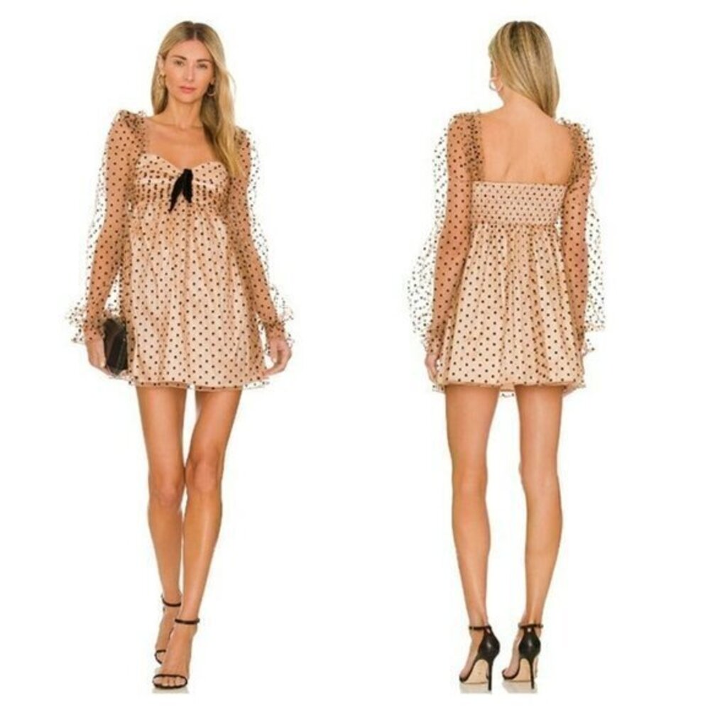 MAJORELLE x Revolve Noemie Mini Dress Polka Dots - Dark Nude